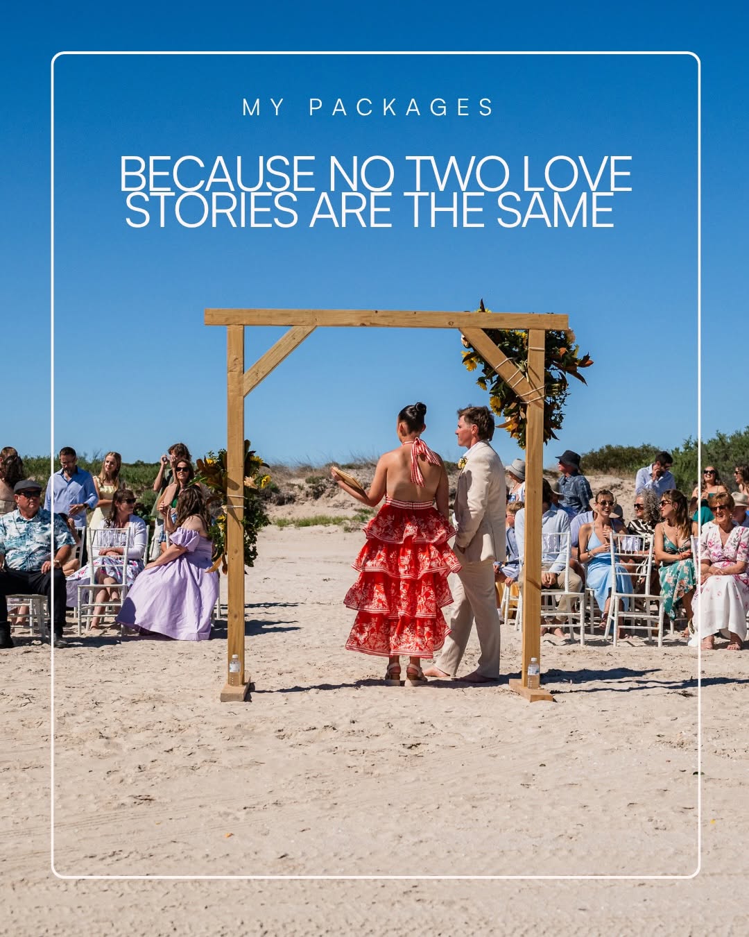 There’s no one-size-fits-all when it comes to love (and honestly, that would be a little boring).

Big celebration, intimate moment or somewhere in between - your ceremony should feel like you.

So, I’ve created a few different packages to help you find the right fit for your day. ✨