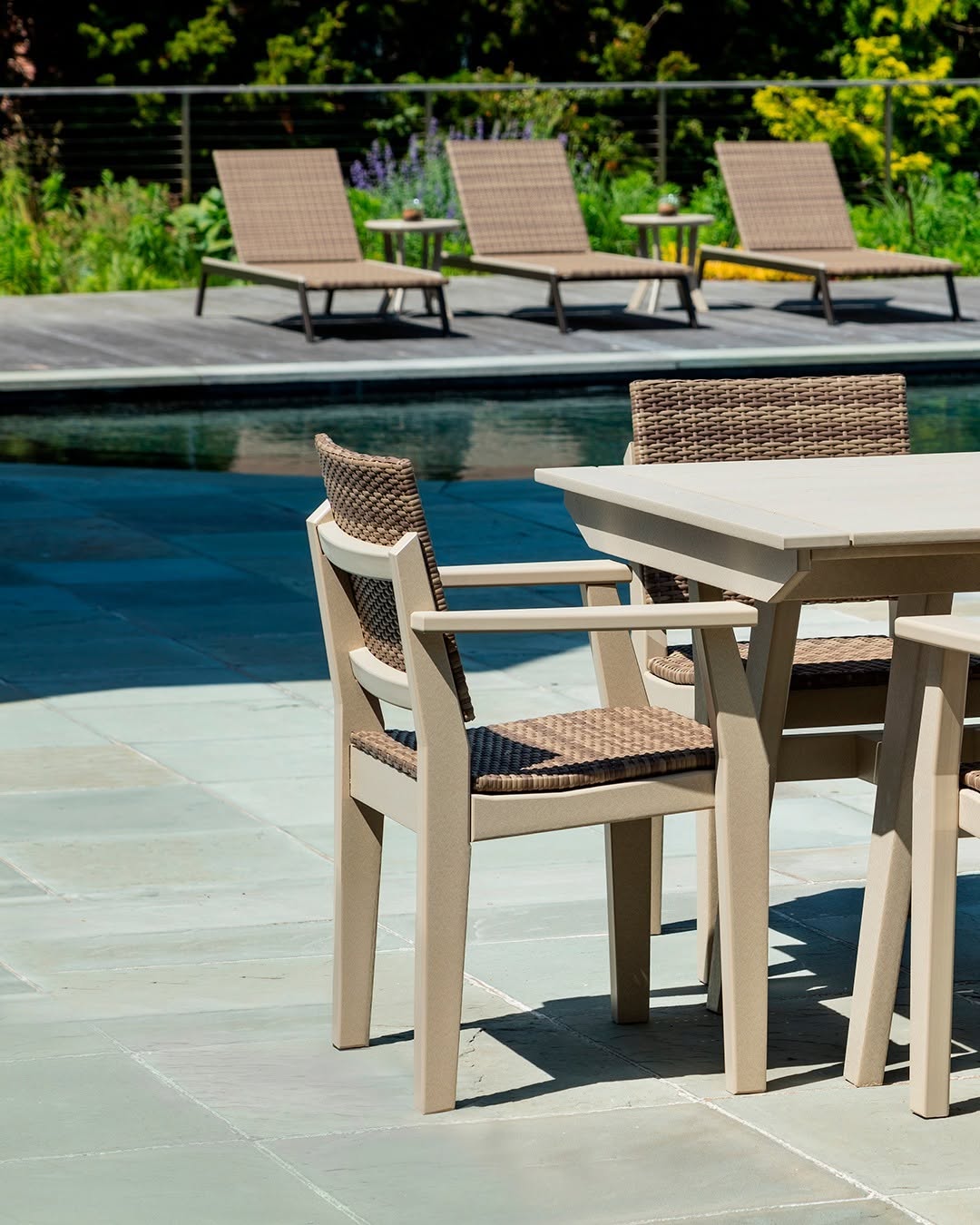 Designed for gathering, dining, and slowing down outdoors.

Our MAD Dining Arm Chairs in Natural with Cocoa Bean Woven Wicker panels pair warm texture with clean modern lines, surrounding a matching 40" x 40" MAD Dining Table for a relaxed and refined outdoor setting.

#OutdoorLiving #OutdoorDining #PatioDesign #OutdoorFurniture