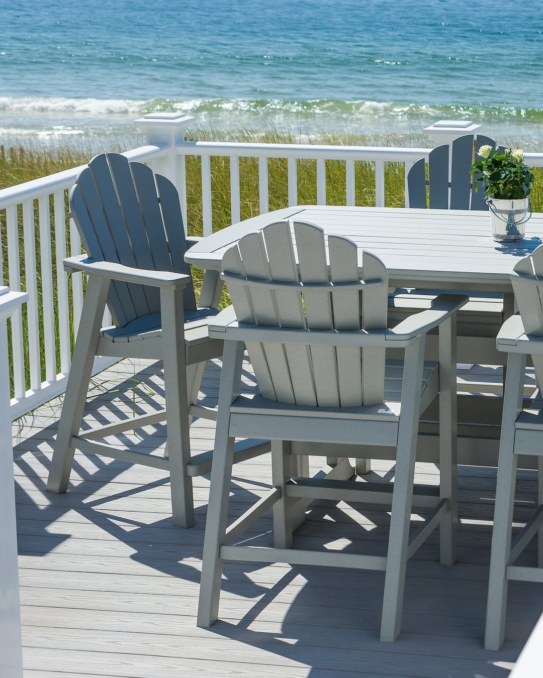 Some views are worth slowing down to enjoy.

Our Adirondack Classic Balcony Chairs in Gray, paired with a Portsmouth 42" x 72" Balcony Table, create the perfect setting for morning coffee, family meals, and sunset conversations by the water. 

Proudly crafted in the USA from durable EnviroWood®, this balcony-height dining set is designed to bring lasting comfort and timeless style to life outdoors.

Outdoor living without compromise.

#OutdoorDining #WaterfrontLiving #EnviroWood #BeachHouseStyle